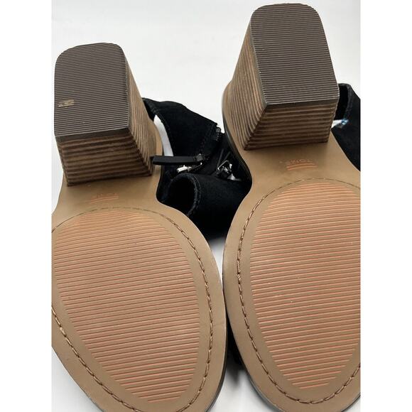 Tom's Majorca Black Suede Cutout Block Summer Stacked Heel Sandal Sz 8.5/39 - Picture 14 of 15